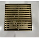 Brushed Yellow Gold Linear Floor Grate S/Steel (80mm Waste) 